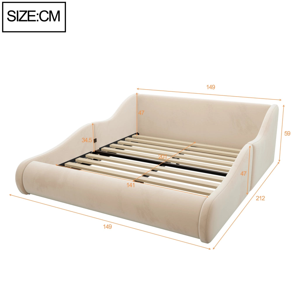 Letto imbottito per bambini 140 x 200 cm beige con sponde laterali