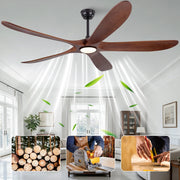 Ventilatore da soffitto con luce regolabile e pale in legno massello