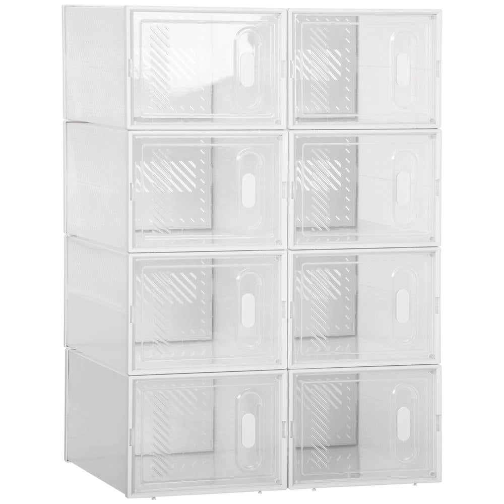 Scaffale Modulare a 8 Scomparti in Plastica Trasparente, Mobile Componibile Salvaspazio per Casa, 25 cm x 35 cm x 19 cm