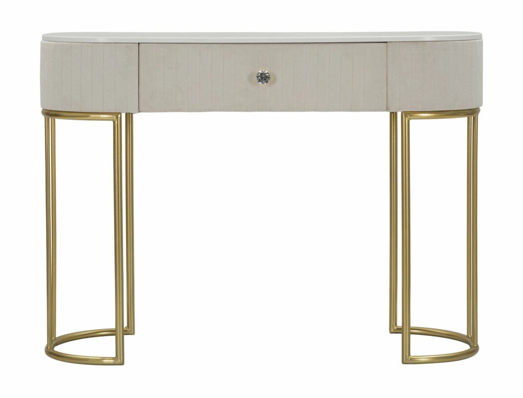 Consolle Abstraktes , Tavolo multiuso, Mobiletto d'appoggio, Scrivania da corridoio, 100x40 h75 cm, Crema e Bianco