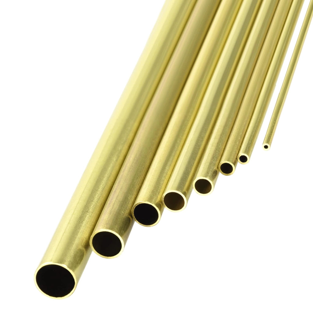 Confezione da 8 tubi di ottone, diametro interno da 2 a 10 mm, spessore della parete 0,5 mm, lunghezza 300 mm