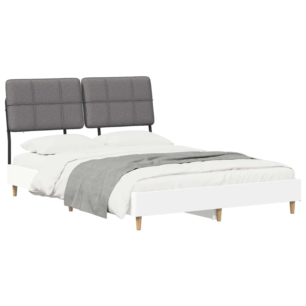 Letto matrimoniale con testiera Bianco e Grigio Chiaro 3440678