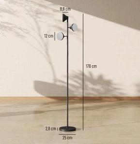 Lampada da terra dimmerabile RGB con 3 teste orientabili e telecomando