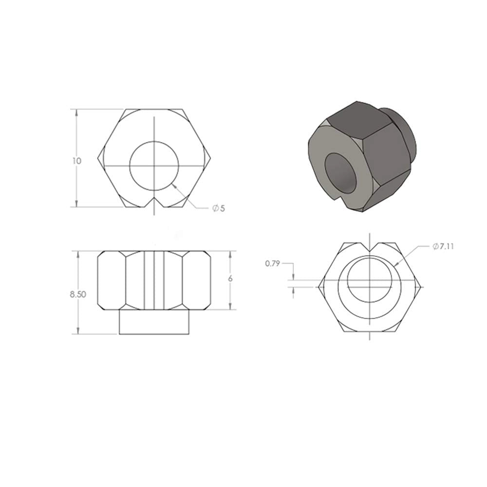 10 viti di fissaggio escentriche e supporti isolanti, foro di 5 mm, altezza 6 mm