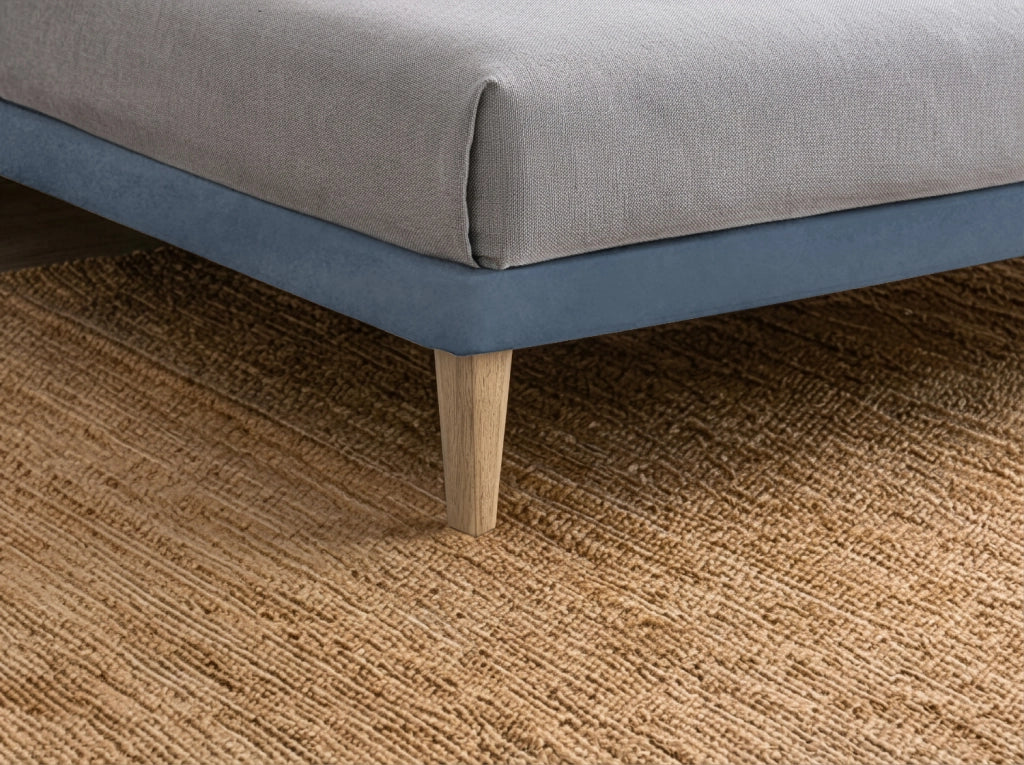Letto 1 Piazza e Mezza con Rete Rivestita 120x190 cm Microfibra Blu Tessis Testata Button