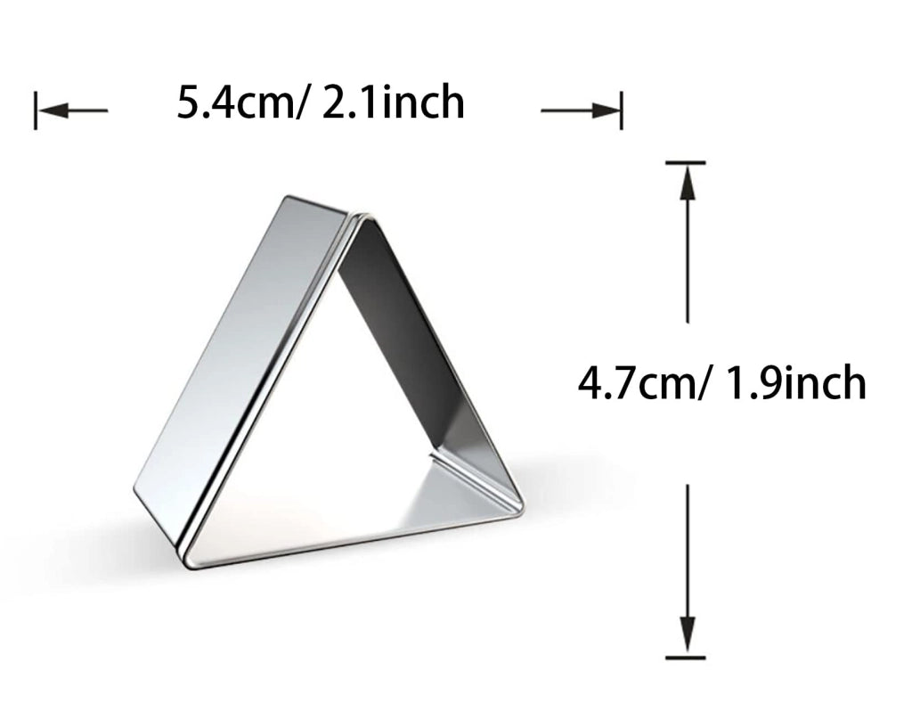 Stampo per biscotti a forma di triangolo, in acciaio inossidabile, dimensioni 4,7 x 5,4 cm