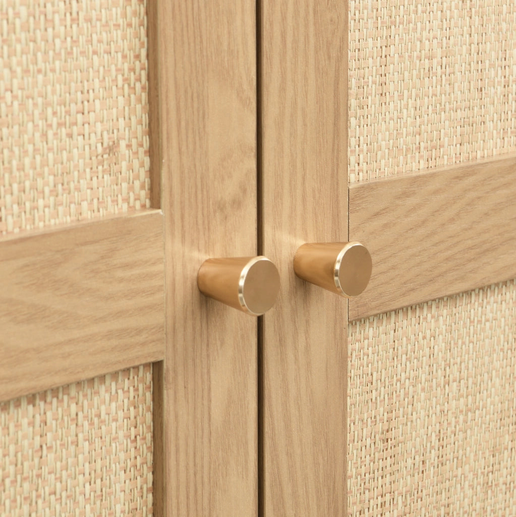 Armadio ad arco effetto rovere e rattan con 2 cassetti