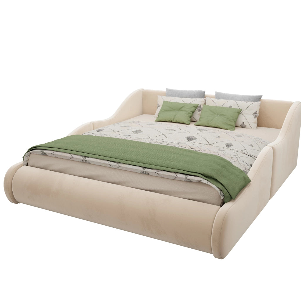 Letto imbottito per bambini 140 x 200 cm beige con sponde laterali