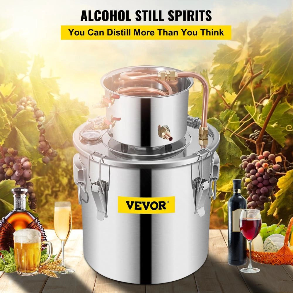 Alambicco Distillatore 3Gal/11,4L in Acciaio Inox e Rame Rosso per Grappa e Oli Essenziali Kit Distillazione per Fai da Te