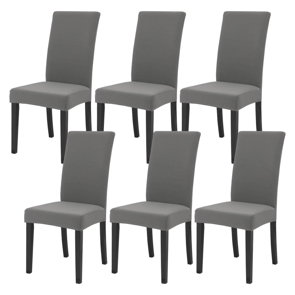 Set di 6 coprisedie, elasticizzati, color grigio chiaro, lavabili