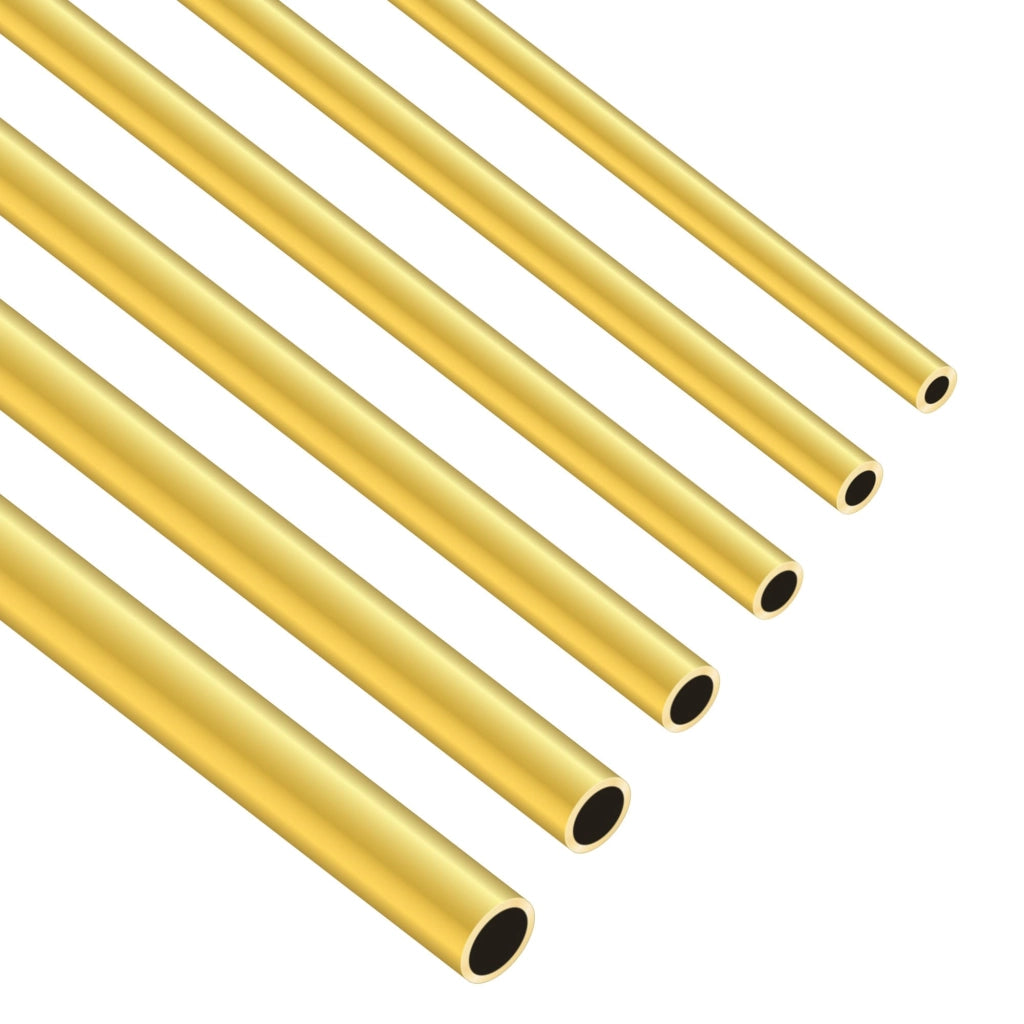 Set di tubi in ottone, diametro esterno 5-10 mm, spessore parete 1 mm, lunghezza 300 mm, confezione da 6 pezzi