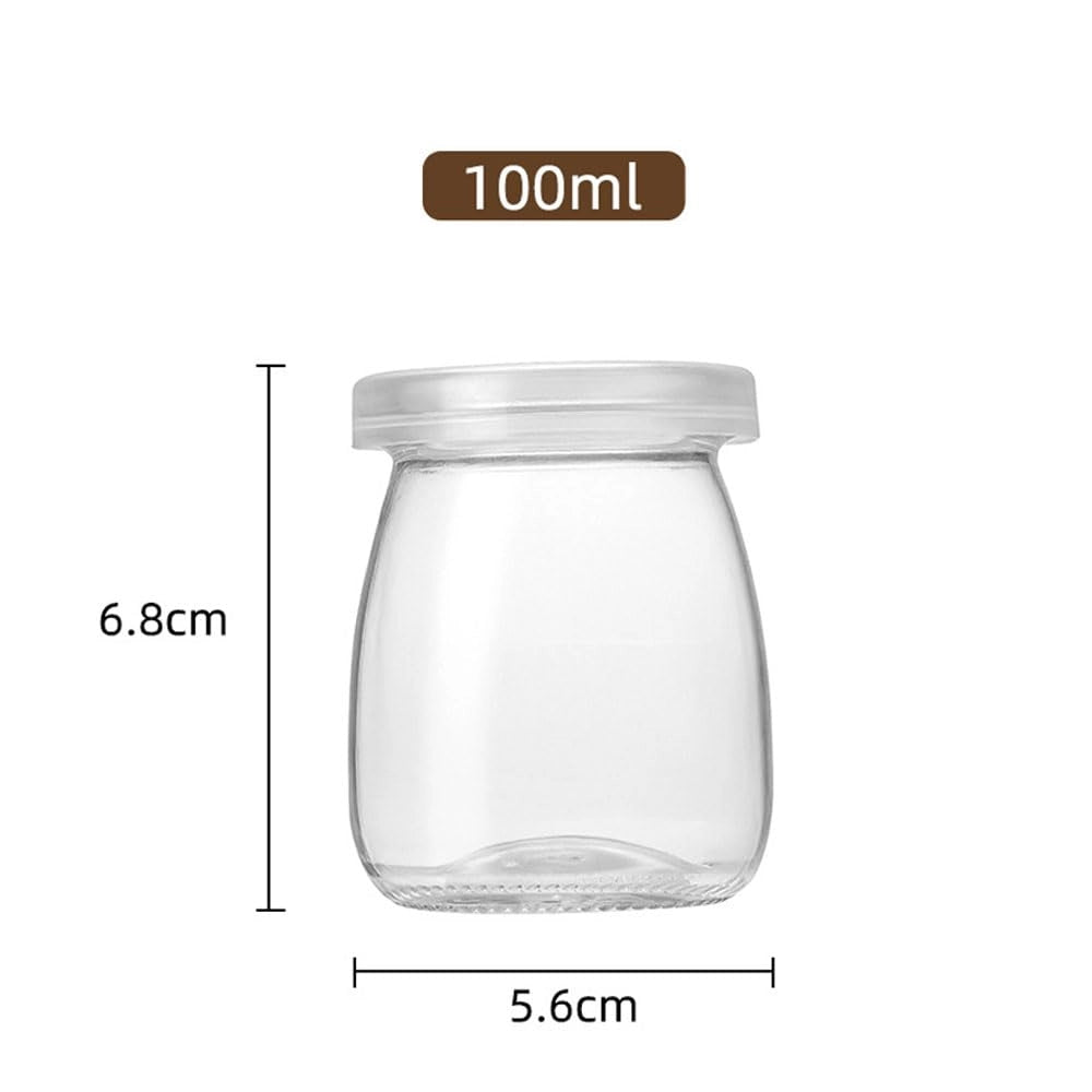 Set da 6 bottiglie di vetro trasparenti da 100 ml, complete di tappo