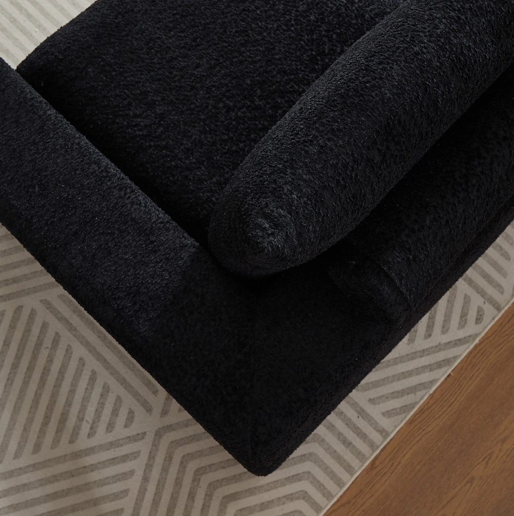 Divano modulare con chaise longue reversibile in ciniglia nera
