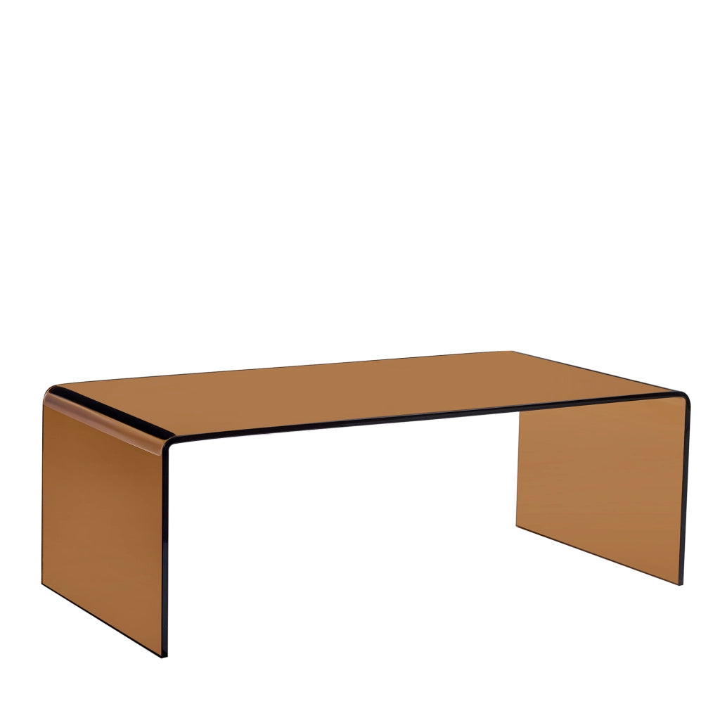 Tavolino multifunzione in vetro temperato marrone 100x50 cm