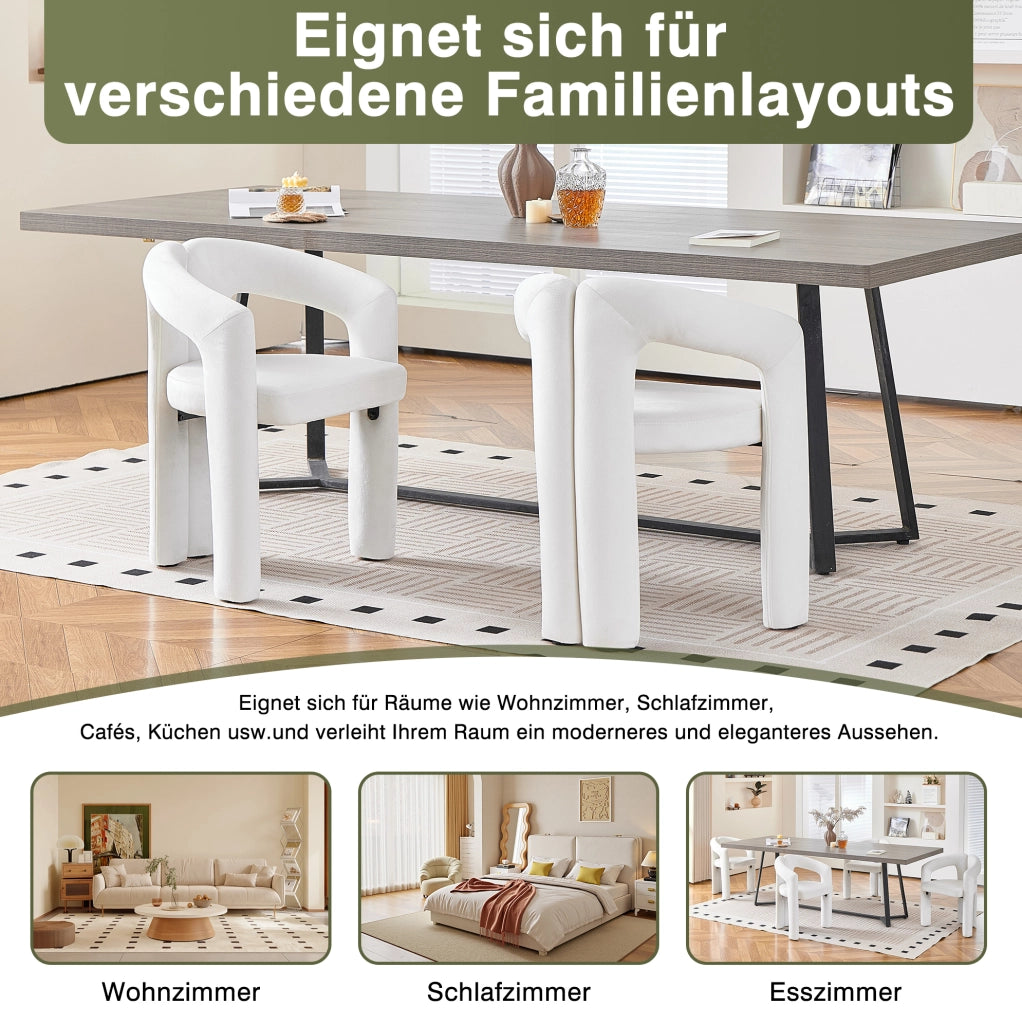 Sedia da pranzo in velluto beige con braccioli, 150 kg