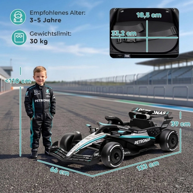 Go-kart elettrico Mercedes-AMG F1 12 V con telecomando
