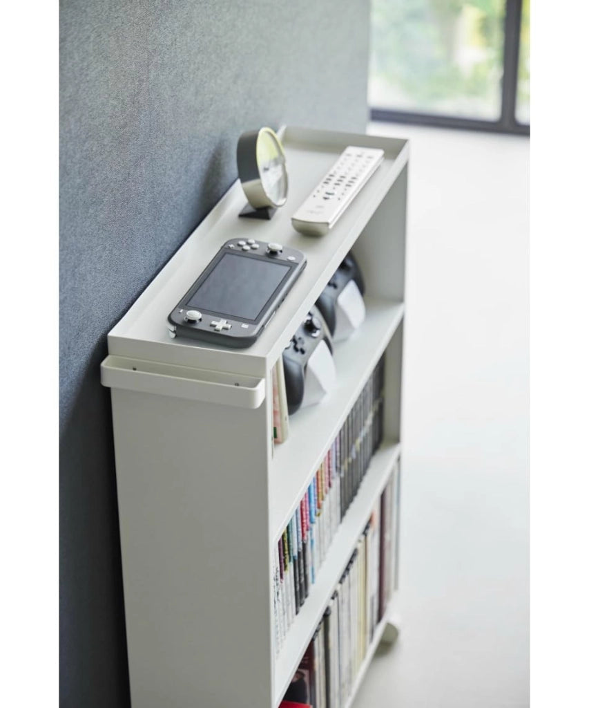 Carrello portab libri, bianco, con 3 ripiani, dimensioni 15,6 x 59 x 70 cm