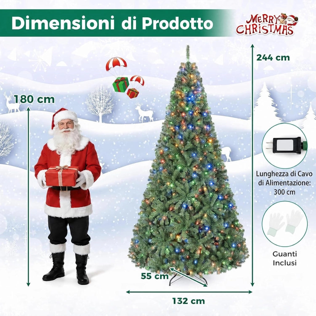 Albero di Natale 244 cm con Luci LED