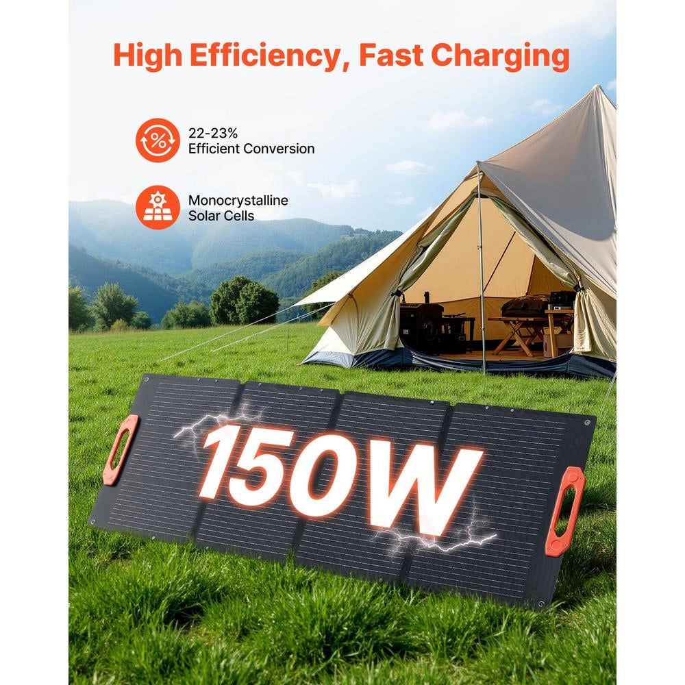 Pannello solare monocristallino pieghevole da 150W in ETFE, caricatore portatile impermeabile IP67 con uscite MC4 e USB per centrali elettriche