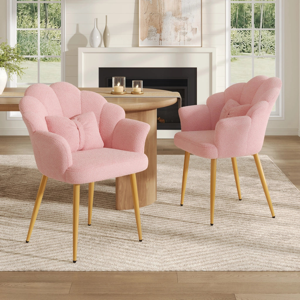 Set di 2 poltrone 64x65;5x85 cm in tessuto peluche rosa con cuscini