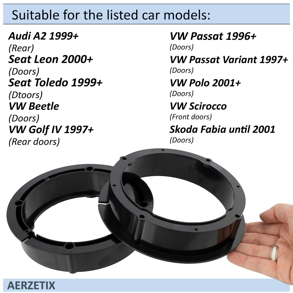 Kit di adattatori per altoparlanti per auto, diametro 165 mm, 2 pezzi, in plastica