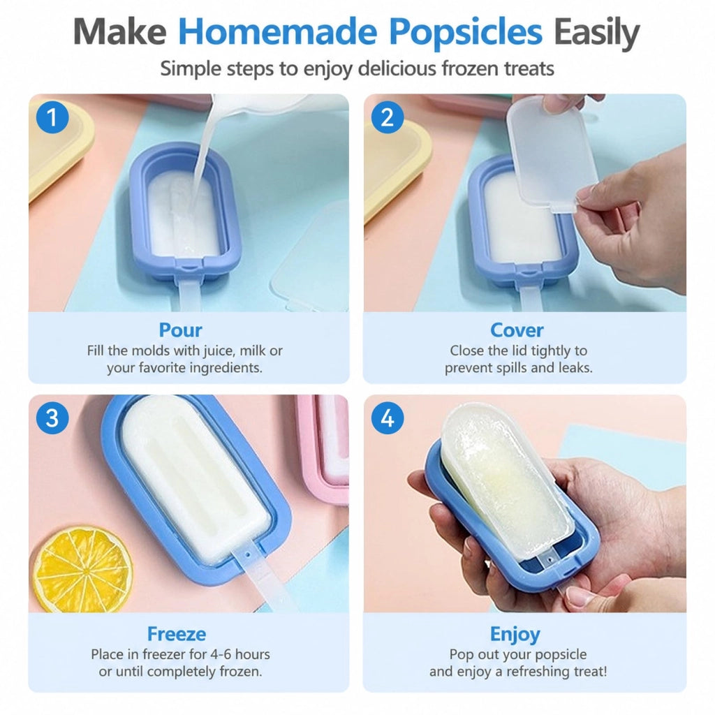 Set di 4 stampi in silicone per il ghiaccio, senza BPA, colorati
