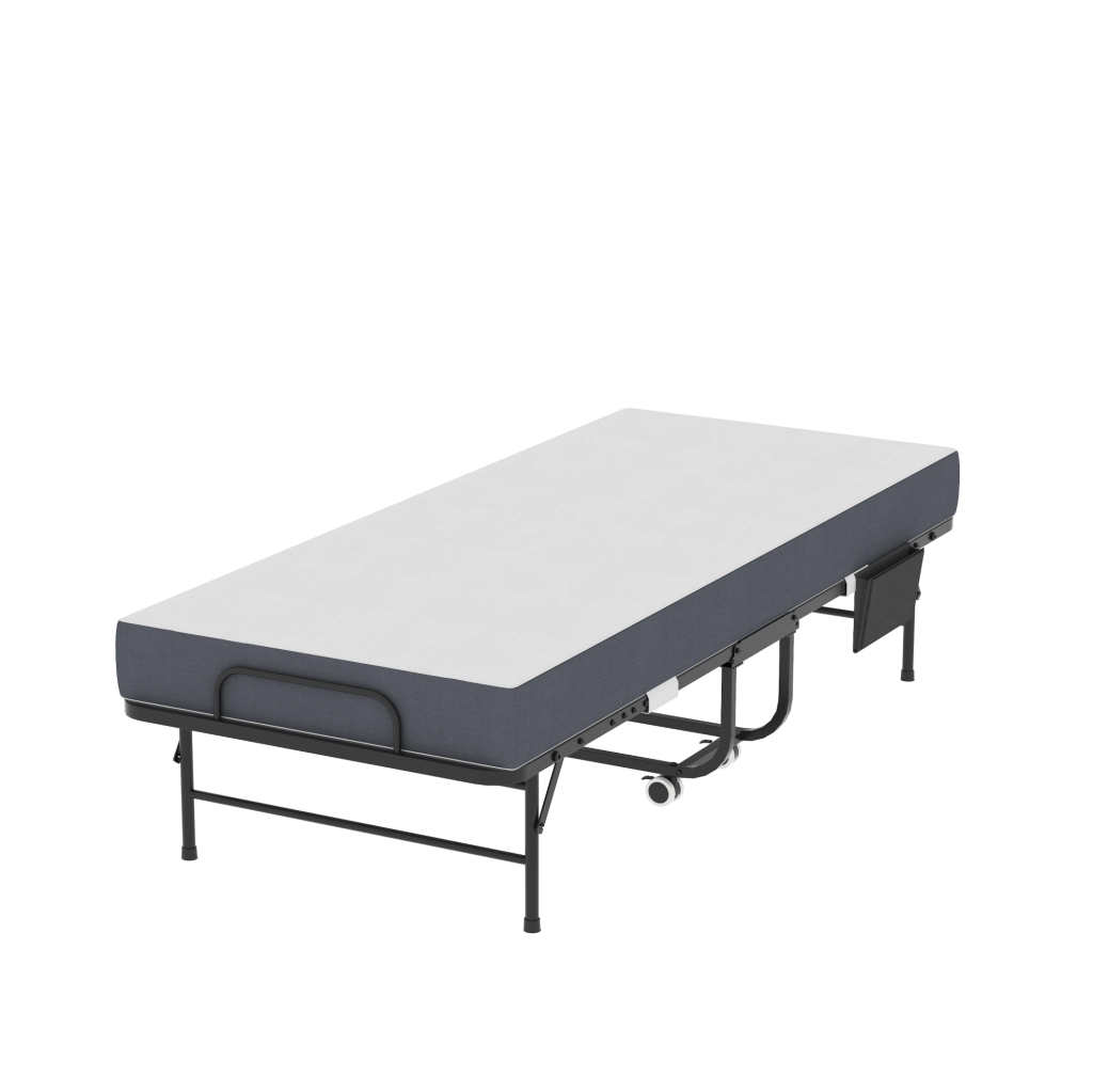 Letto pieghevole 190 × 78 cm con materasso e ruote, nero