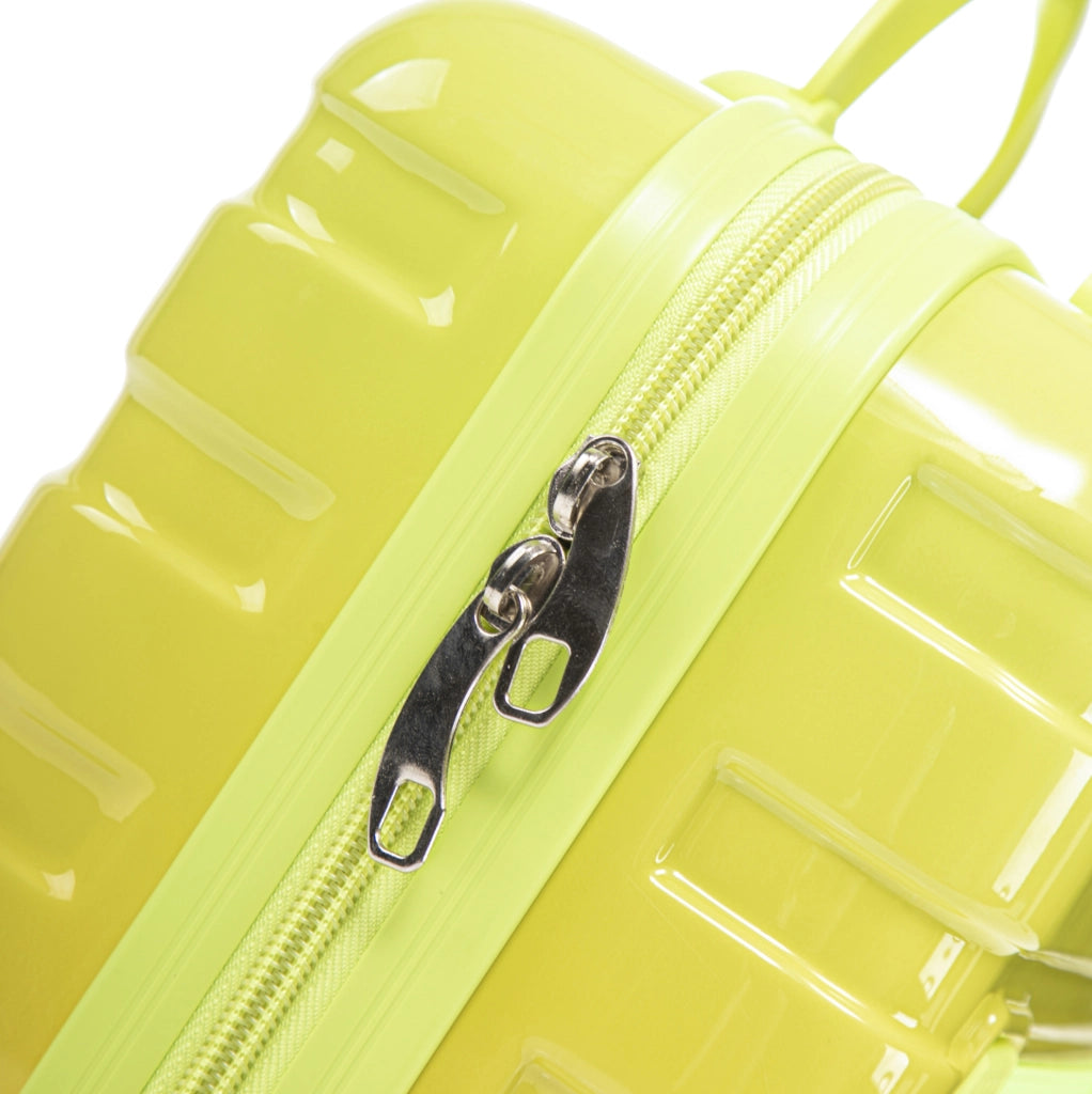 VALIGIA rigida 55 cm in PC verde con beauty case, set da 2 pezzi