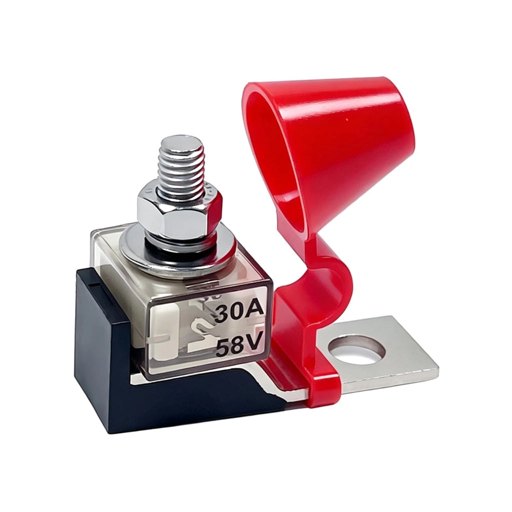 Portafusibile 30A, 58V DC, blocco singolo, con bullone M8