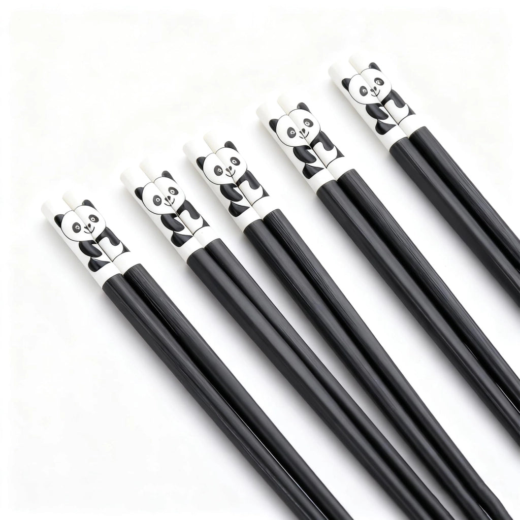Set di bacchette da portata, 2 paia, design panda con supporto, antiscivolo, 24 cm