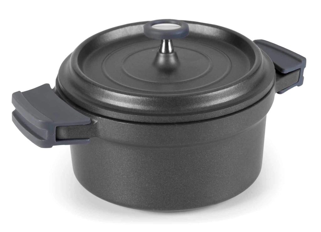 Padella in alluminio da 16 cm con coperchio, rivestimento antiaderente, colore nero