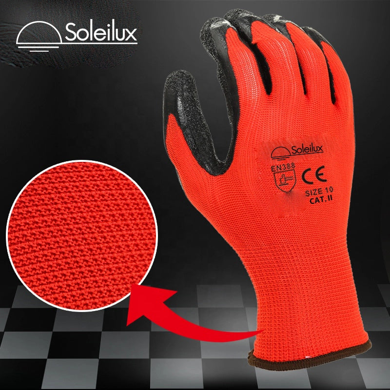 12 Paia Guanti da Lavoro Spalmati in Lattice Zigrinato Certificati EN 388 – Leggeri, Traspiranti, Massimo Comfort e Sensibilità – Presa Antiscivolo con Grip Potenziato TAGLIA: 11