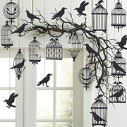 Set di decorazioni a tema Halloween da appendere, composto da 24 pezzi, con corvi neri e gabbie