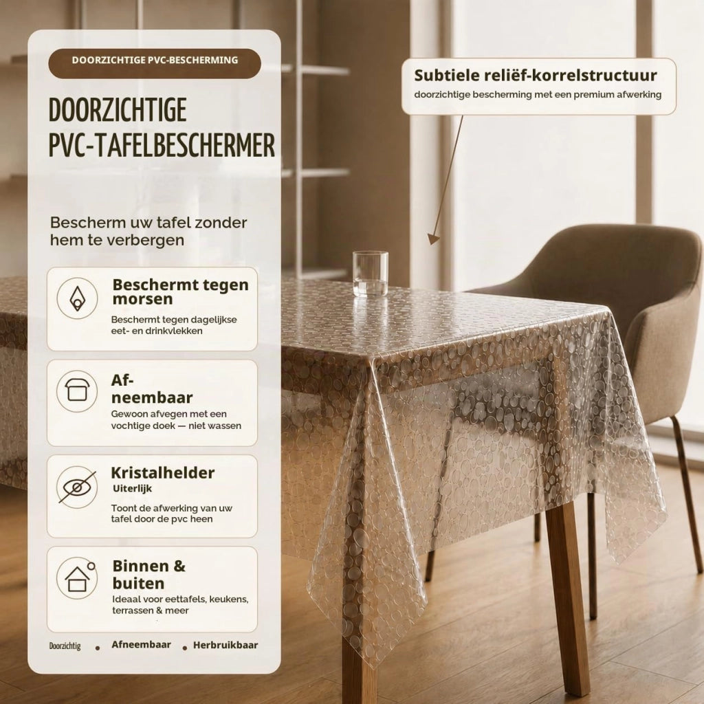 Tovaglia trasparente in PVC, rettangolare, 140x200 cm