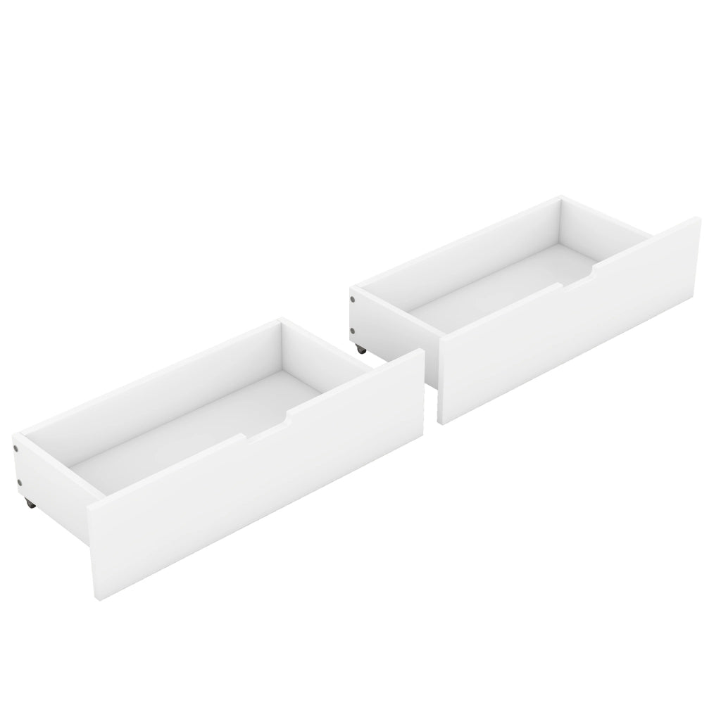 Letto matrimoniale 160x200 cm con 4 cassetti e testiera in pino e MDF bianco
