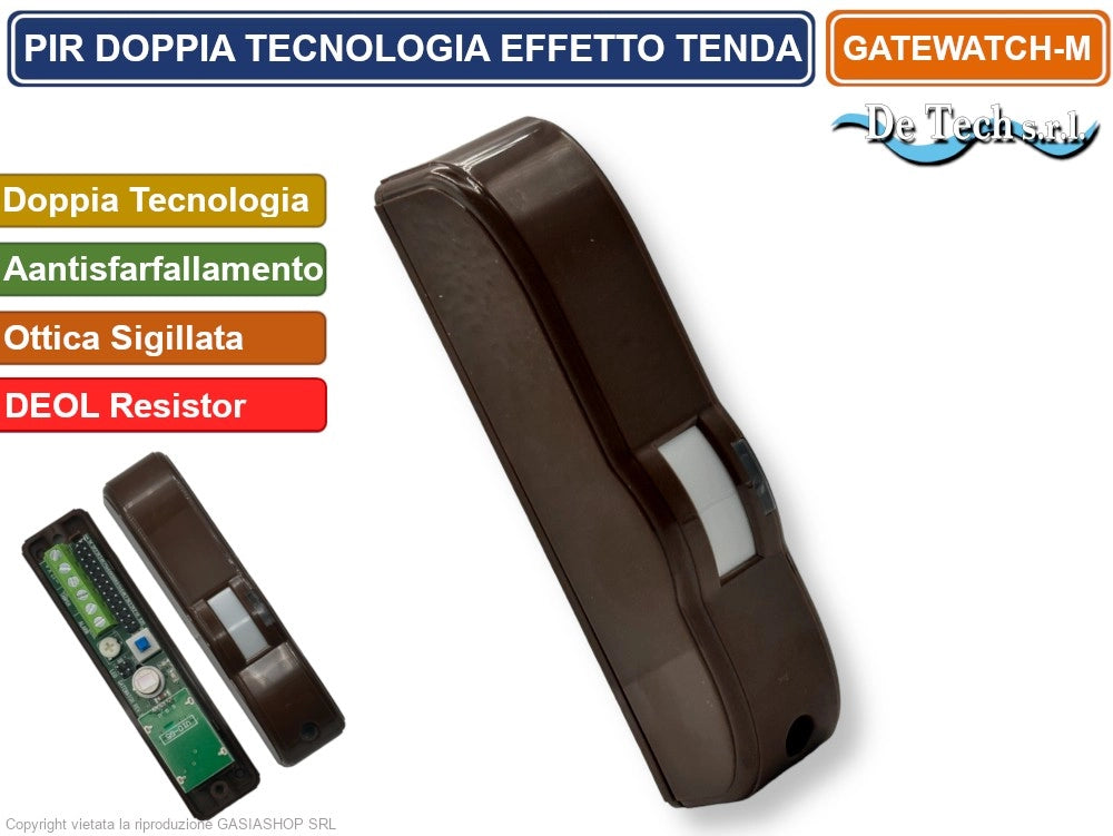 PIR SENSORE RIVELATORE DOPPIA TECNOLOGIA EFFETTO A TENDA ANTISFARFALLAMENTO MARRONE