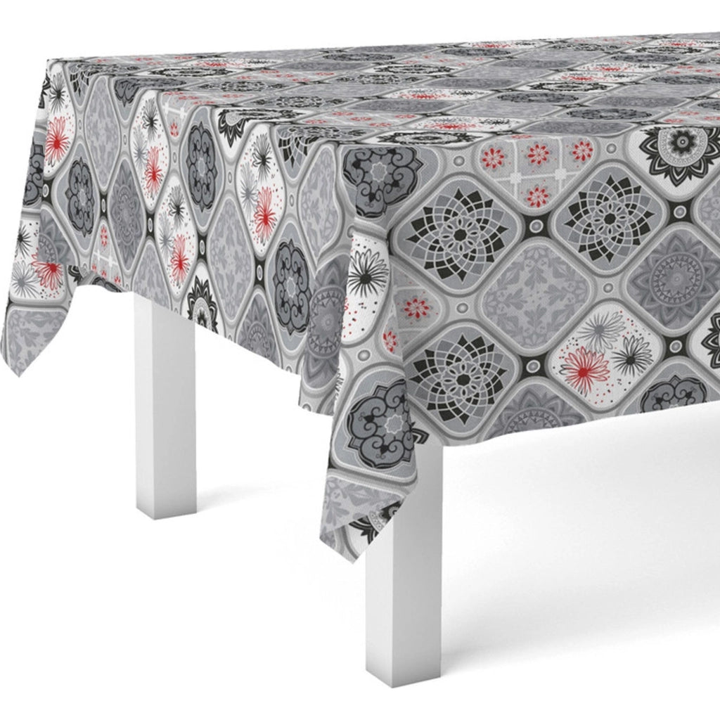 Tovaglia rettangolare, dimensioni 240x140 cm, impermeabile e resistente alle macchie, colore grigio