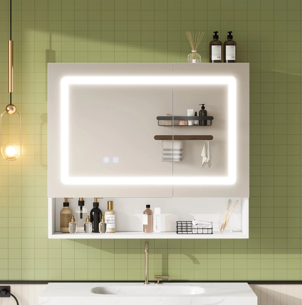 Armadietto a specchio per bagno 80 x 17 x 70 cm con LED e funzione antiappannamento