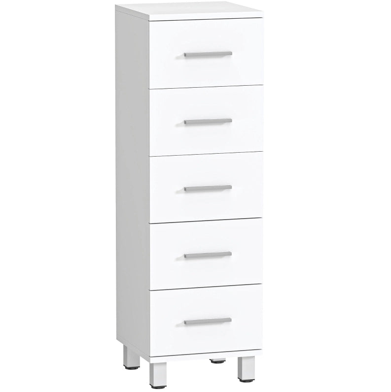 Mobile bagno bianco compatto con 5 cassetti, 30 x 30 x 95 cm