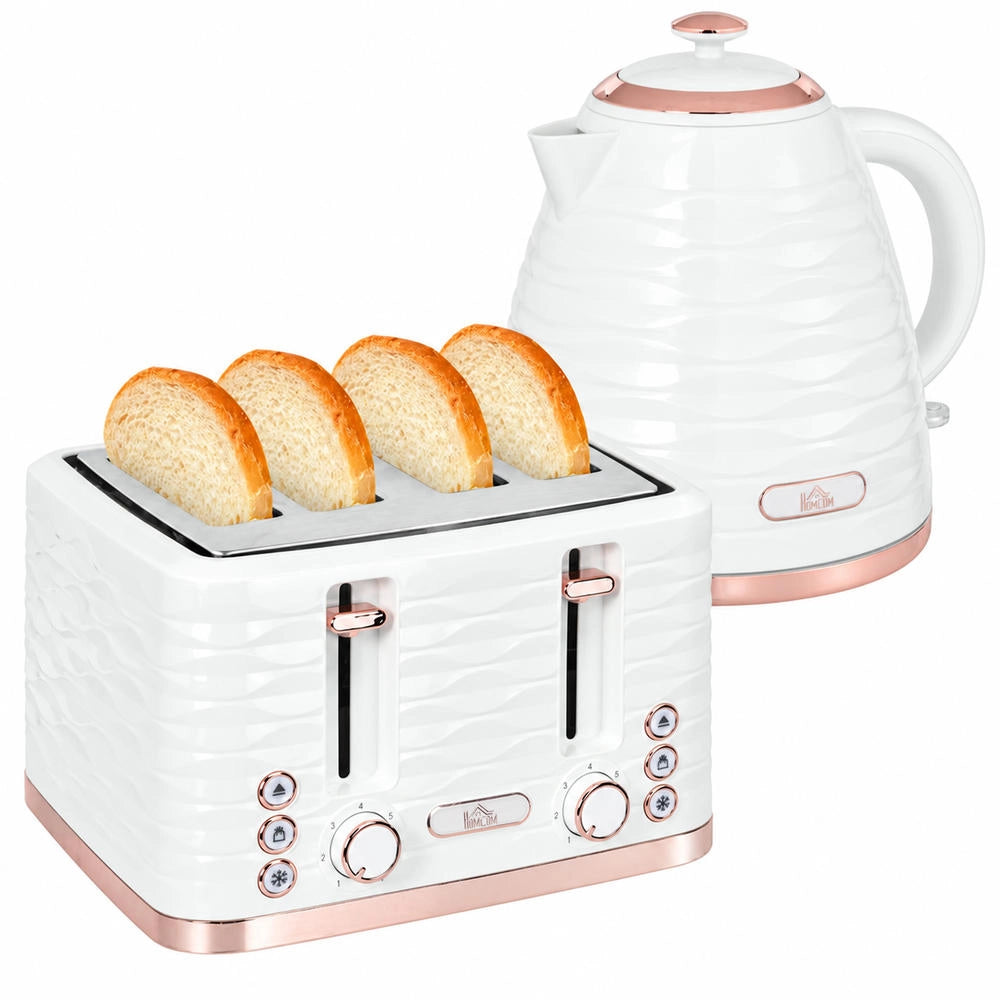 Set colazione 2 in 1 con tostapane 4 fette e bollitore elettrico 7 livelli di doratura funzione scongelamento crema