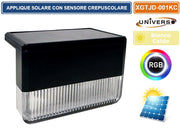 APPLIQUE LAMPADA LED DA ESTERNO CON PANNELLO SOLARE E CREPUSCOLARE COLORE LUCE 3000K + RGB