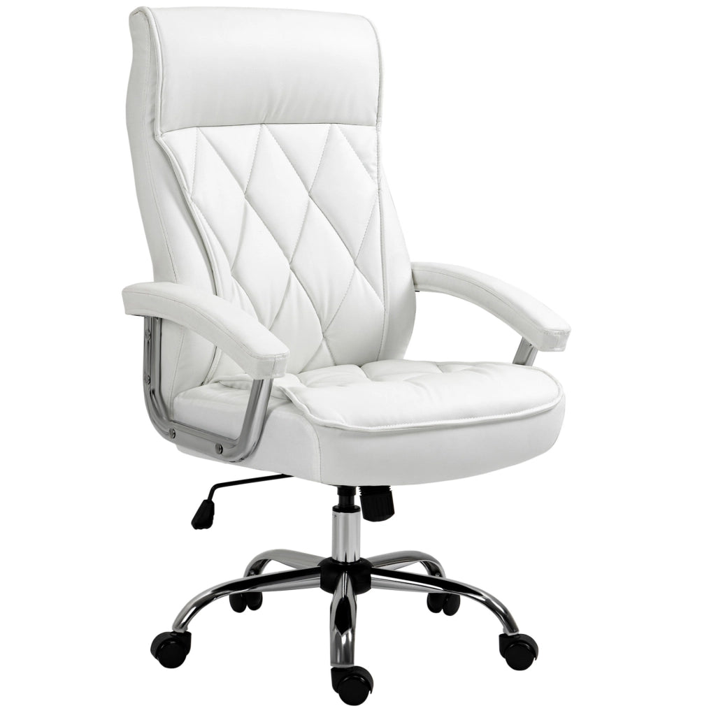 Sedia da ufficio ergonomica 66x69x121 cm in similpelle bianca, regolabile e girevole
