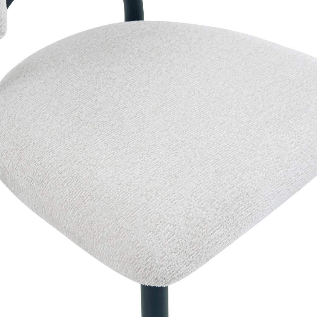 Set di 2 sedie imbottite beige con struttura in metallo nero