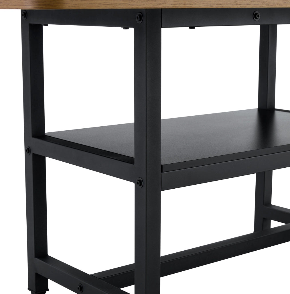 Tavolo da pranzo rettangolare 160 cm per 4-6 persone in MDF e metallo, marrone e nero