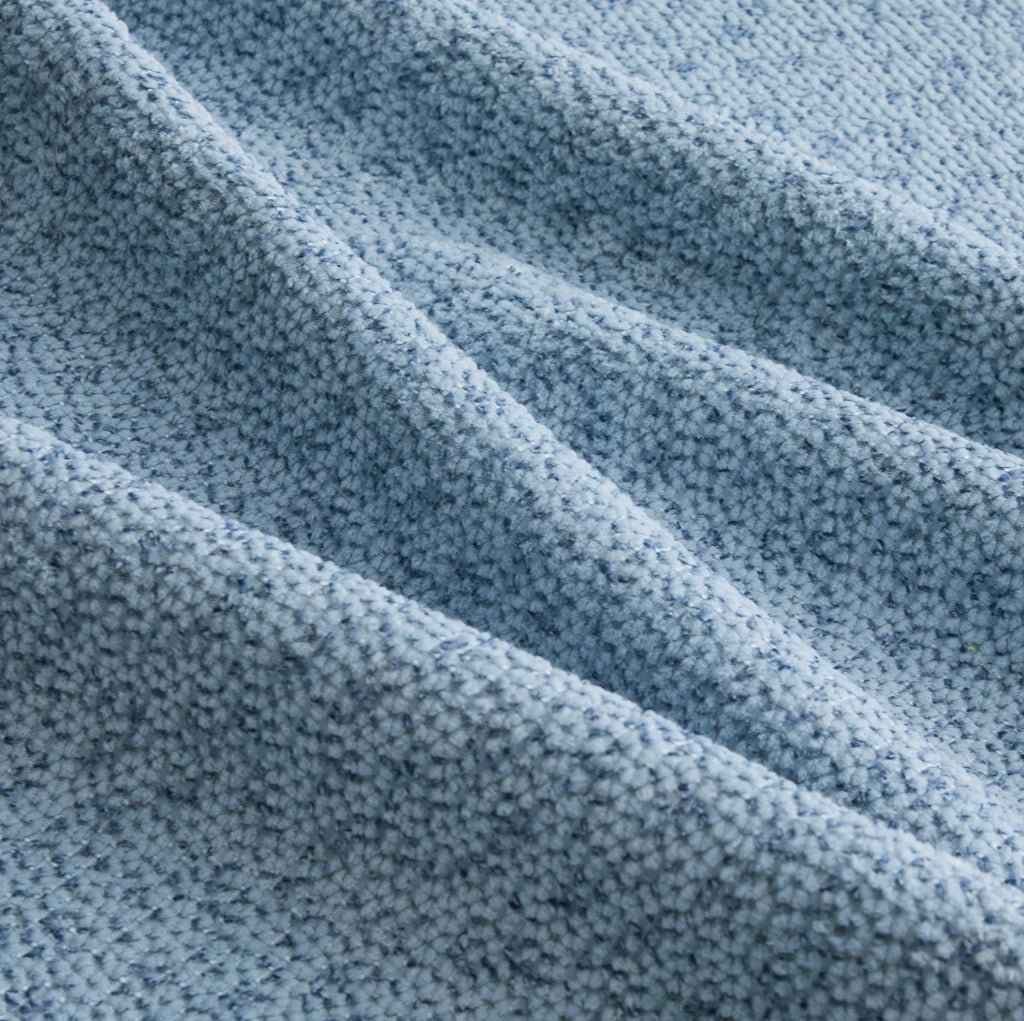 DIVANO angolare modulare 2 posti in pile granulato blu con pouf