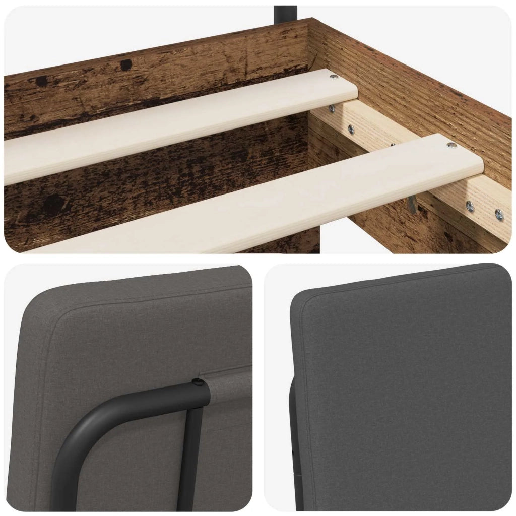 Letto matrimoniale con testiera Legno vecchio e grigio scuro 3439428
