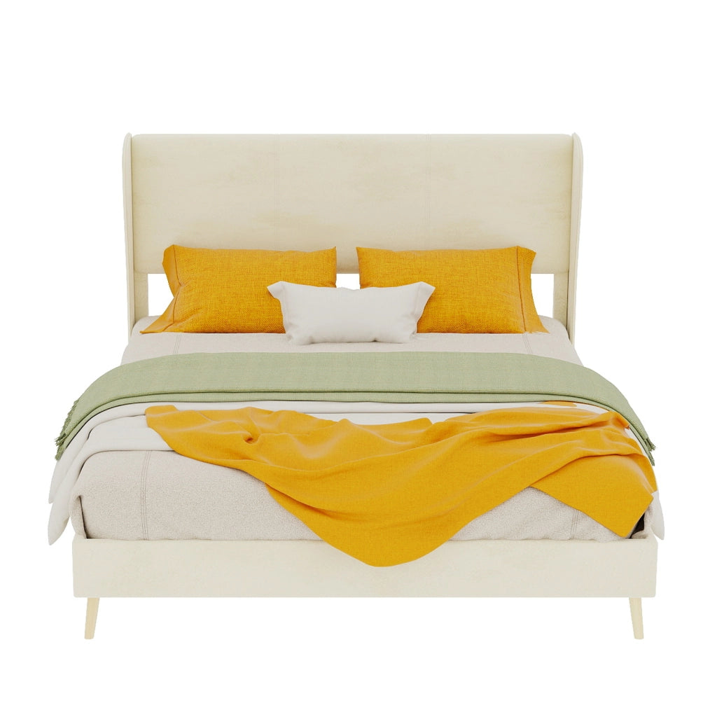 Struttura letto imbottita 140 x 200 cm beige