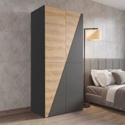 Armadio 90 x 50 x 200 cm con appendiabiti, portapantaloni e 2 cassetti