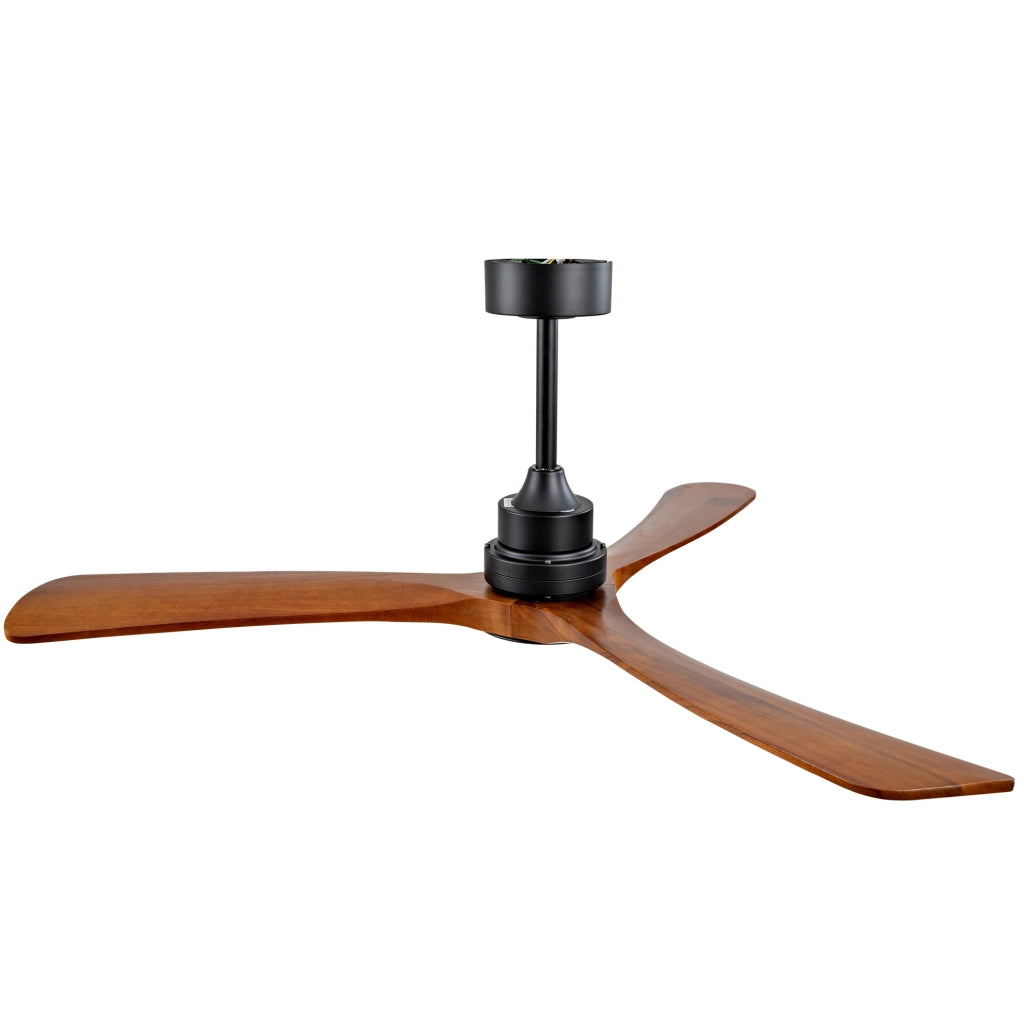 Ventilatore da soffitto con luce, 3 pale in legno, nero e noce scuro