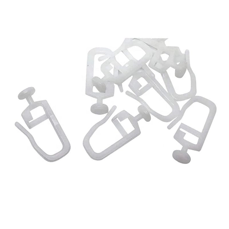 50 guide scorrevoli per tende con ganci a baionetta, in nylon, colore bianco